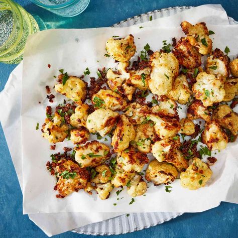 Garlic-Butter Cauliflower Bites Garlic Butter Cauliflower Bites, Garlic Butter Cauliflower, Butter Cauliflower, Cholesterol Meals, Bang Bang Cauliflower, Cauliflower Side Dish, Salad With Lemon Vinaigrette, Easy Breakfast Brunch, Paleo Sides