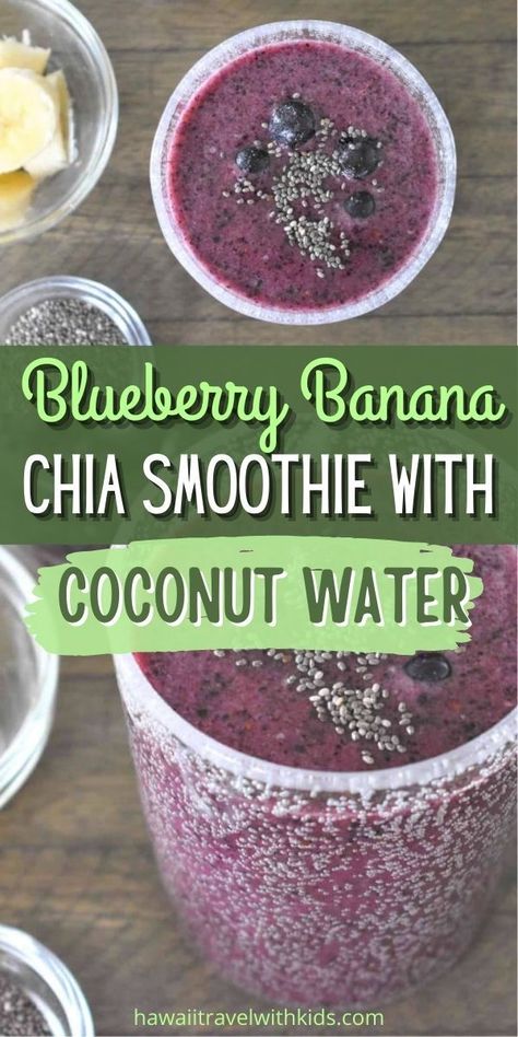 Smoothies With Coconut Water, Banana Chia Smoothie, Coconut Water Recipes, Clean Smoothies, Chia Smoothie, Coconut Water Smoothie, Free Smoothie Recipes, Blueberry Smoothie Recipe, Dairy Free Smoothies