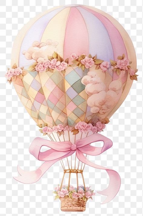 Mood Arts, Bridgeton Theme, Pastel Hot Air Balloon, Hot Air Balloon Illustration, Hot Air Balloon Cartoon, Pink Hot Air Balloon, Hot Air Balloon Clipart, Coquette Art, Balloon Png