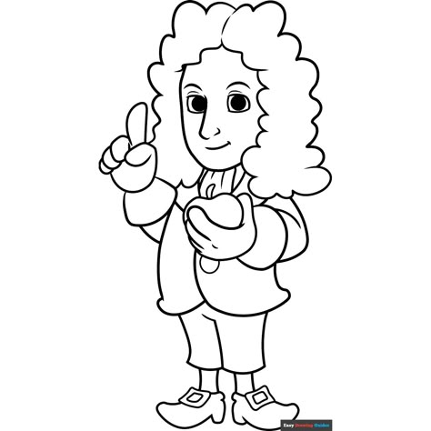 Free Isaac Newton Coloring Page for Kids Science Drawings Easy, Isaac Newton Drawing, Newton Drawing, Science Coloring Pages, Science Pictures, Project Science, Character Coloring Pages, Teacher Quotes Funny, Diy Drawings