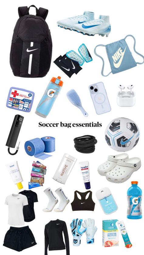 I recommend having this stuff in your soccer bag! 🩵⚽️🫶🏻 Soccer Bag Essentials, Cute Soccer Pictures, Casual Athletic Outfits, Soccer Skills Training, Womens Soccer Cleats, Soccer Essentials, Soccer Bag, Soccer Photography, Volleyball Inspiration