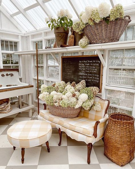 Liz Marie - Cozy Cottage Style (@lizmariegalvan) • Instagram photos and videos She Shed Interior, Garden Shed Interiors, Sun Rooms, Shed Decor, Shed Interior, Liz Marie, Liz Marie Blog, Greenhouse Shed, Greenhouse Ideas