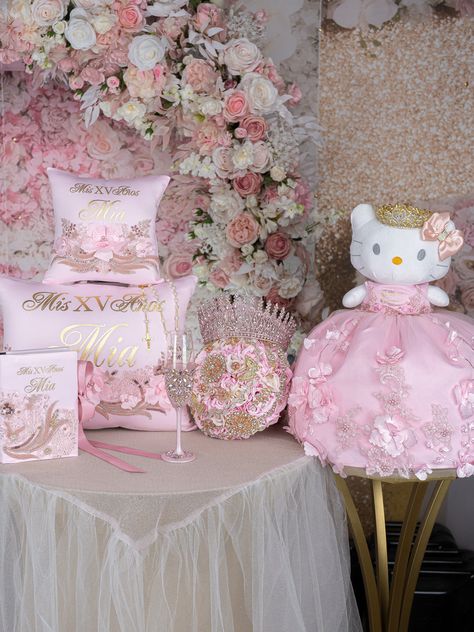 Pink with Gold quinceanera package of glass, pillows set, bible, rosar / quinceanera-decor Last Bear Quinceanera, Table Centerpieces Quinceanera, Good Quinceanera Dresses, Pink Quince Flowers, Disney Theme Quinceanera, Pink Floral Quinceanera Theme, Pink Perfection Quinceanera Theme, Pink Charro Quinceanera Theme, Whimsical Quinceanera Theme