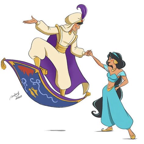 Aladdin Art, Couple Disney, Disney Fairies Pixie Hollow, Jasmine Aladdin, Disney Canvas Art, Disney Enchanted, Disney Princesses And Princes, Aladdin And Jasmine, Princess Drawings