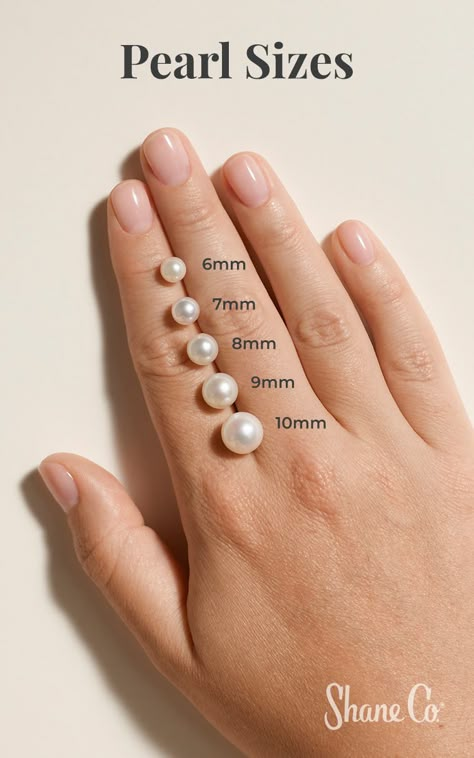 Your guide to pearl sizes. Explore all pearl jewelry today! Silver And Pearl Jewelry, Pearl Jewelry Ideas, Pearl Size Chart, Types Of Pearls, Jewelry Marketing, Unique Pearl Jewelry, Real Pearl Jewellery, Jewelry Knowledge, Pearl Jewelry Design