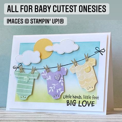 Stampin Up Baby Cards, Pocket Heart, Baby Onsie, Baby Cards Handmade, Cardmaking Ideas, 2022 Christmas, Stampin Up Catalog, Shower Bebe