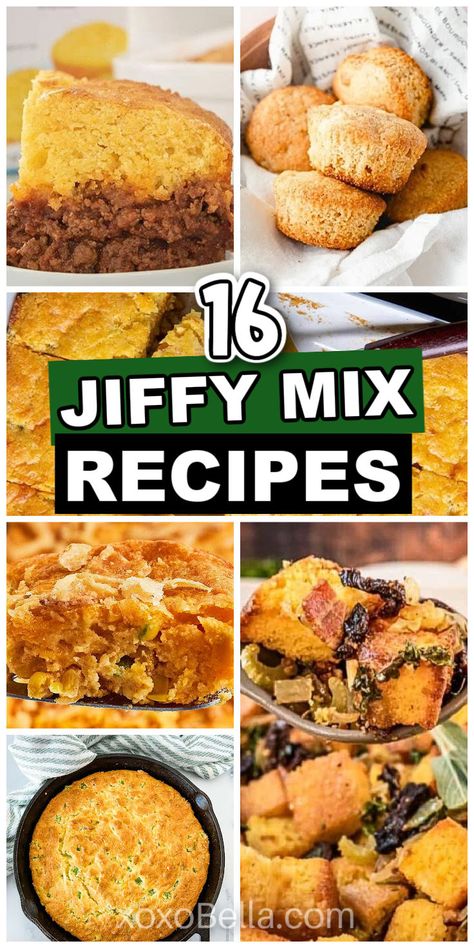 Jiffy mix recipe ideas Corn Muffin Mix Recipes, Cornbread Dinner, Muffin Mix Recipe, Jiffy Mix Recipes, Jiffy Recipes, Cornbread Pudding, Jiffy Cornbread Recipes, Baking Mix Recipes, Cornbread Cake