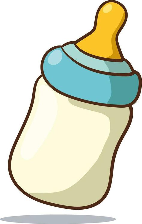 Baby milk bottle. Nutrition in the plastic container for a newborn. White drink, dairy product. Isolated vector illustration in cartoon style Cute Milk Bottle, Feeding Bottles For Baby, Milk Bottle Drawing, Milk Bottle Illustration, Milk Drawing, Milk Cartoon, School Stickers Labels, Bus Cake, Bottle Of Milk