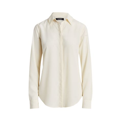 Classic Fit Crepe Shirt Mascarpone Cream, Cream Shirt, Cream Blouse, Mein Style, Cream Beige, Women Shirts Blouse, Ralph Lauren Shirt, Polished Look, Lauren Ralph Lauren