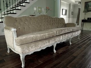 French Potential~The Big Reveal | Less Than Perfect Life of Bliss | home, diy, travel, parties, family, faith French Provincial Couch, Dream Couch, French Provincial Sofa, Vintage Couch, French Sofa, Cool Couches, Dining Room Spaces, Piano Room, Paris Vacation