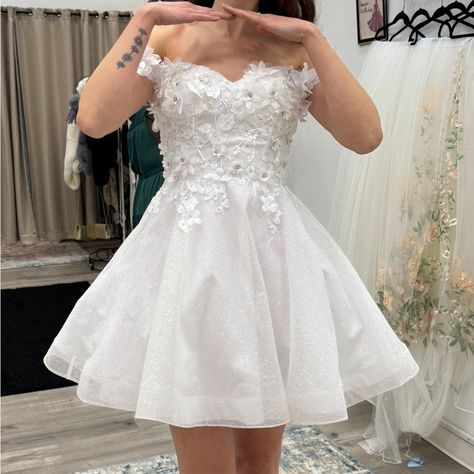 Short Wedding Dress Western, Short White Wedding Dresses, Short Wedding Dress Sleeves, Organza White Dress, White Dama Dresses Quinceanera, Wedding Short Dress Bride, Corset Wedding Dress Short, Short Poofy Wedding Dress, Wedding Reception Bride Dress