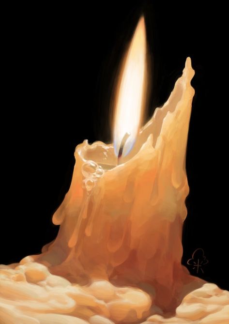 Candle Concept Art, Candle Dripping, Melted Candles, Lighted Candle, Melting Candle, Candle Drawing, Old Candles, Dripping Candles, Single Candle