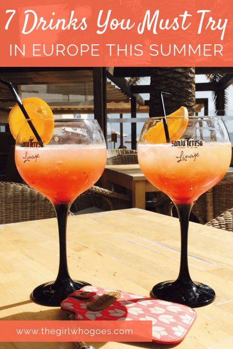 The Best European Summer Drinks | The Girl Who Goes #TravelTips #Cocktails #Europe #Travel #Spain #Italy #Summer European Cocktails, White Wine Cocktail, Italian Drinks, White Sangria, Cocktails To Try, Fancy Drinks, Wine Cocktails, Europe Summer, Summer Refreshments