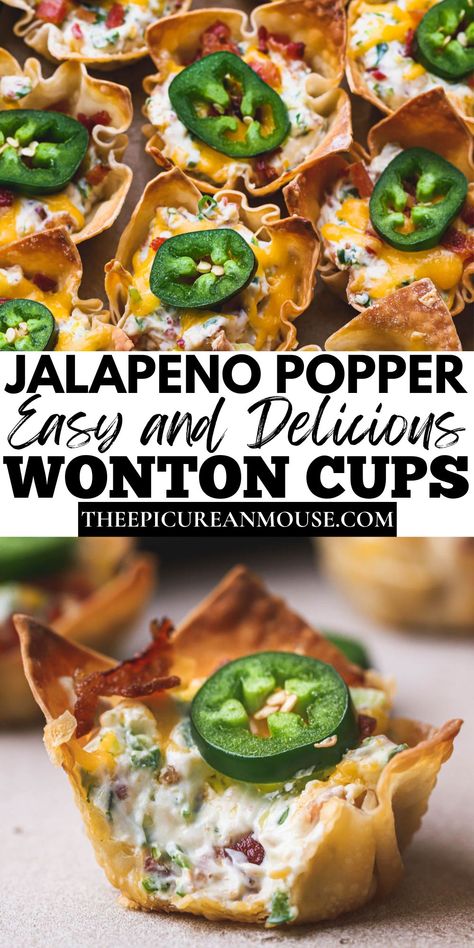 Side Dish Appetizers, Jalapeño Popper Cupcake, Jalepeno Popper Wonton Bites, Small Jalapeno Recipes, Jalapeno Popper Wontons Air Fryer, Jalapeno Cream Cheese Recipes, Jalapeno Cream Cheese Taquitos, Or Derves Appetizers, Jalapeno Poppers Wonton Cups