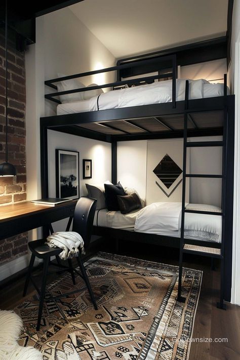 23 Guest Bedroom Ideas That Looks Great | GoDownsize Bunk Bed Guest Room, Guest Bunk Beds, Bedroom With Bunk Bed, Bedroom Bunk Bed, White Guest Bedroom, Guest Room Ideas, Guest Bedroom Ideas, Style Deco, Guest Rooms