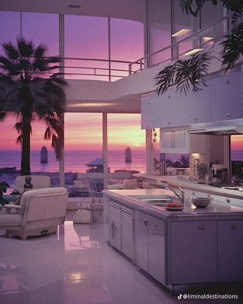 80s Miami Vice, Miami Vice Aesthetic, 80s Penthouse, Vice Aesthetic, 80s Apartment, 80s Miami, Miami Mansion, 80s Interior Design, Retro Apartment