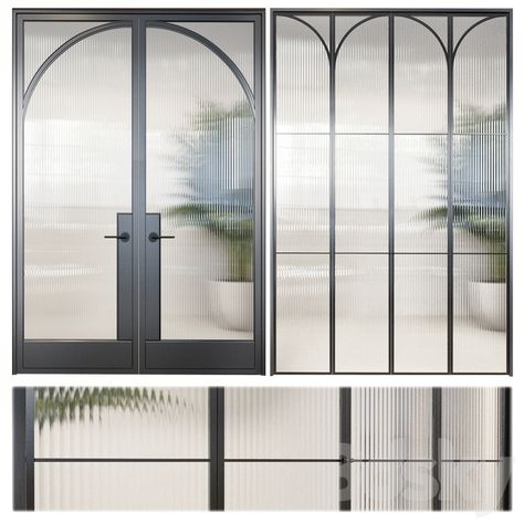 3d models: Doors - Classic glass door Modern Glass Front Door, Ribbed Glass Door, Glass Front Door Ideas, Front Doors With Glass Panels, Diy French Doors, Front Doors With Glass, Doors With Glass Panels, Architecture Restaurant, Inside Doors