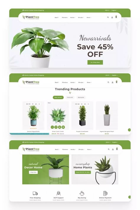 PlantTree PrestaShop Multipurpose Responsive Theme - MasterBundles Collage. Website Design Flower Shop, Plant Shop Web Design, Plant Website Design Inspiration, Shopping Page Design, Flowers Website Design, Product Website Design Inspiration, Plant Shop Design, Plant Website Design, Flower Website Design