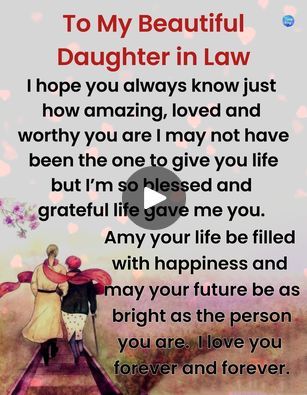 7K views · 68 reactions | To My Beatiful Daughter in Law | To My Beatiful Daughter in Law | By Happy LivingFacebook Prayers For Daughter In Law, Happy Birthday To My Daughter In Law, Daughter In Law Quotes Love, Daughter In Law Quotes, Prayer For Daughter, Happy 3rd Anniversary, Wedding Day Quotes, Rock Quotes, Law Quotes