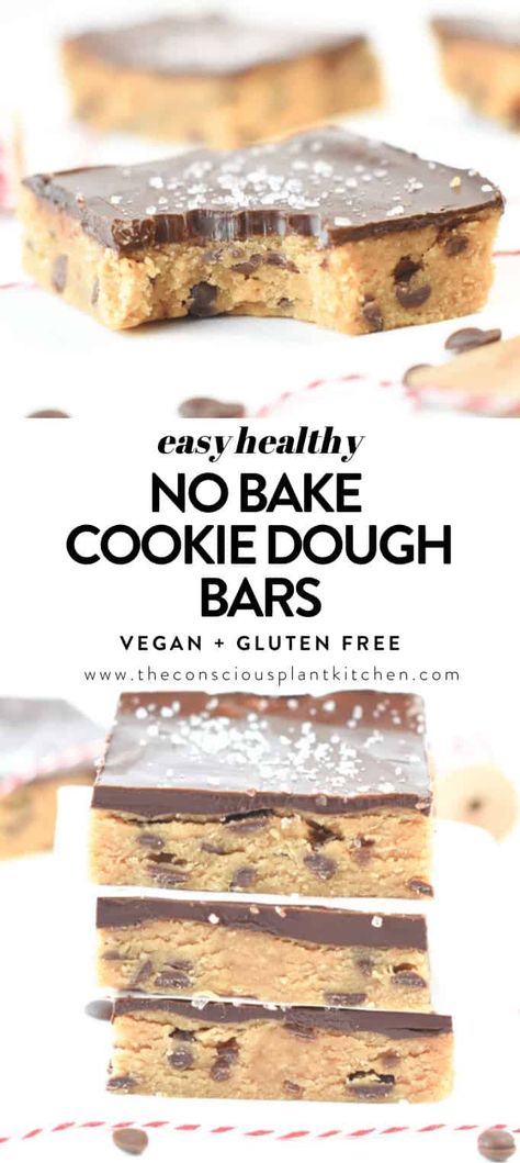 No Bake Cookie Dough Bars, Cookie Dough Vegan, Conscious Plant Kitchen, Healthy No Bake Cookies, Gluten Free Cookie Dough, Cake Courgette, Healthy No Bake, No Bake Cookie, Edible Cookie Dough Recipe