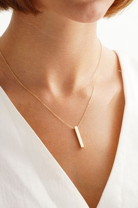 Maeve Core, Latest Gold Design, Gold Engraved Necklace, Repurpose Jewelry, Rose Jewellery, Fancy Jewelry Necklace, Vertical Bar Necklace, Vertical Bar, Gold Bar Necklace