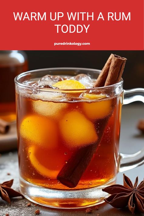 Rum Toddy - a warm cocktail perfect for the cooler fall evenings Rum Toddy Recipe, Vodka Hot Toddy, Hot Rum Toddy, Caipirinha Cocktail, Palm Wine, Creamy Eggnog, Toddy Recipe, Winter Cocktails Recipes, Hot Toddies Recipe