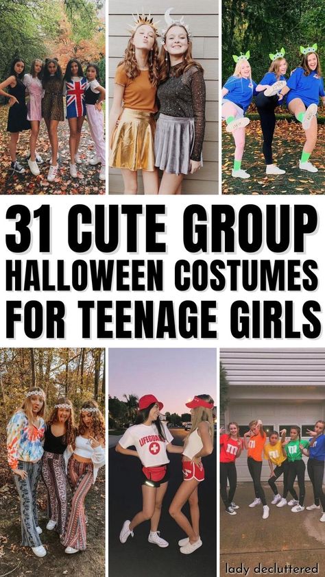 31 Cute Group Halloween Costumes for Teenage Girls Teenage Group Halloween Costumes, Halloween Costumes 11 Girl, Halloween Costumes For 9 Yr, Cute Holloween Costumes For Teen Girl, Halloween Costume For 10 Year Girl, Costumes For Middle Schoolers, Middle School Group Halloween Costumes, Halloween Costumes 12-13, Funny Girls Halloween Costumes