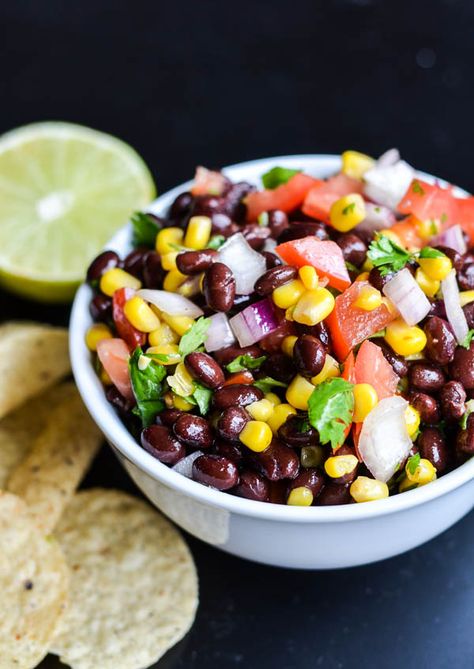 Yesterday I shared with you a new dining table that came into my possession from a bridal shower I attended. (Certainly the nicest party favor I have ever received!) The second find from said shower was this recipe. During gift opening I was posted up in the back by this bowl shoveling chips into my mouth.... Corn And Black Bean Salsa, Dip For Chips, Corn Bean Salsa, Corn And Black Bean, Black Bean Corn Salsa, Taco Filling, Easy Salsa Recipe, Black Bean Corn, Black Bean Salsa