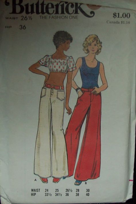 1970's Pattern Butterick 3065 Low Rise Jeans Flared | Etsy Canada Jeans Pattern Sewing, Jeans Sewing Pattern, 70s Sewing, Jeans Sewing, 70s Sewing Patterns, Jeans Pattern, Jeans Flared, Butterick Pattern, Patterned Jeans