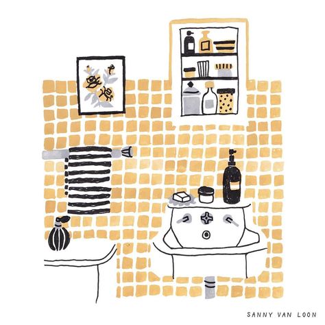 Bathroom Illustration Art, Bathroom Illustration Drawing, Bathroom Interior Tiles, Apartment Illustration, Analysis Illustration, Loon Illustration, Bathtub Illustration, Toilet Illustration, Bathroom Illustration