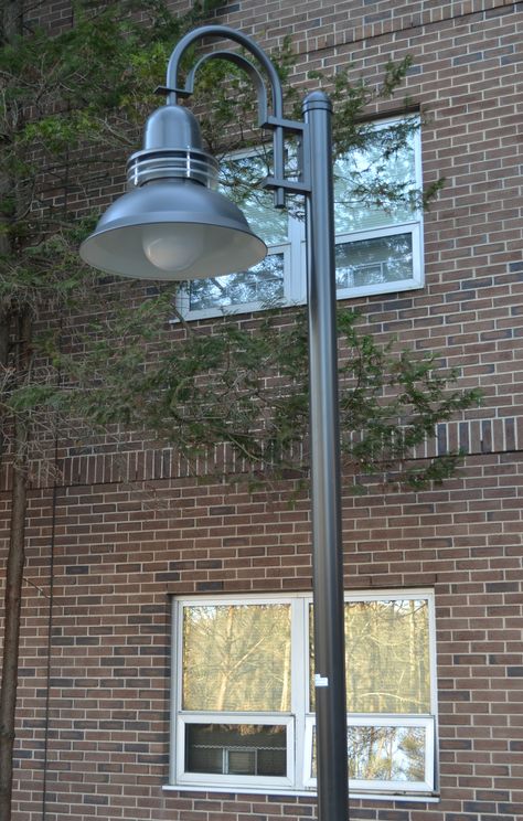 Post Mount Lights Keep University Campus Safe After Dark | Inspiration | Barn Light Electric Poles For Outdoor Lights, Solar Lamp Post, Solar Post Lights, Solar Light Crafts, Barn Light Electric, Diy Outdoor Lighting, Pole Lamps, Exterior Light Fixtures, Lamp Post Lights