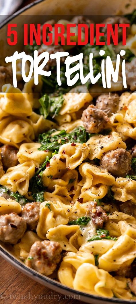 One Pot Sausage Tortellini, Turkey Sausage Tortellini Recipes, Sausage And Tortellini Bake, Ground Italian Sausage Tortellini Recipes, Tortalini And Sausage Recipes, Bertolli Tortellini Recipes, Essen, Sausage Tortellini Cream Cheese, Creamy Tortellini With Sausage