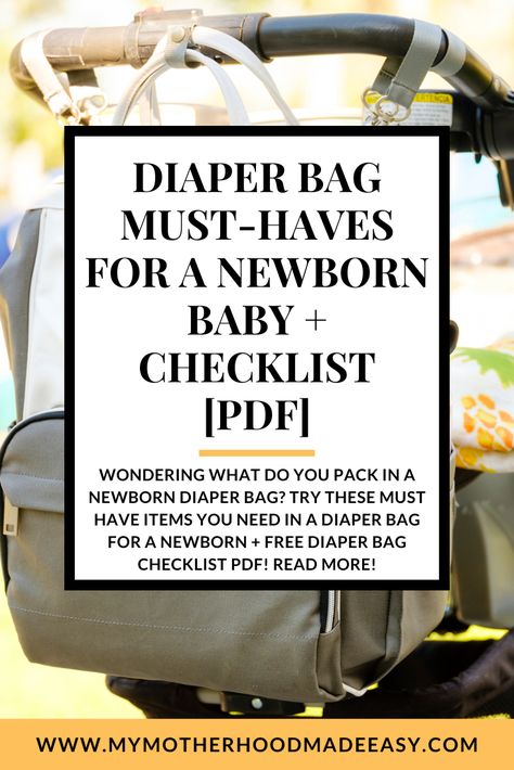 Wondering what do you pack in a newborn diaper bag? Try these must have items you need in a diaper bag for a newborn + FREE Diaper Bag checklist PDF! How To Pack A Diaper Bag, What To Put In A Diaper Bag, What To Pack In Diaper Bag For Newborn, Diaper Bag Checklist Newborn Hospital, What To Put In Diaper Bag For Newborn, What To Pack In Diaper Bag, Baby Diaper Bag Checklist, Baby Bag Checklist, Diaper Bag Checklist Newborn