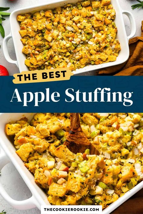 Apple Stuffing Recipes Thanksgiving, Apple Stuffing Thanksgiving, Stuffing Recipes With Apples, Stuffing With Apples, Turkey Stuffing With Apples, Apple Stuffing Recipes, Apple Stuffing, Sweet Potato Casserole Crock Pot, Homemade Stuffing