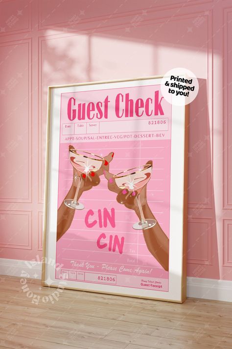 Cheers Print, Bar Cart Poster, Cheers Champagne, Pod Design, Cart Ideas, Guest Check, Cart Decor, Champagne Bar, Bar Cart Decor