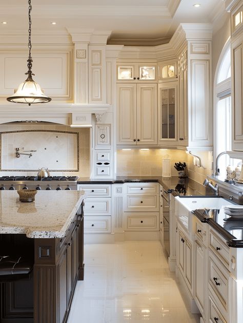 Off White Antique Kitchen Cabinets, Kitchen Cabinets Antique White, Lily Ann Cabinets Kitchen Cabinetry, Kitchen Cabinets Types, Glazed Cabinets, Types Of Kitchen Cabinets, Antique White Kitchen Cabinets, Types Of Kitchen, Elegant Kitchen Design