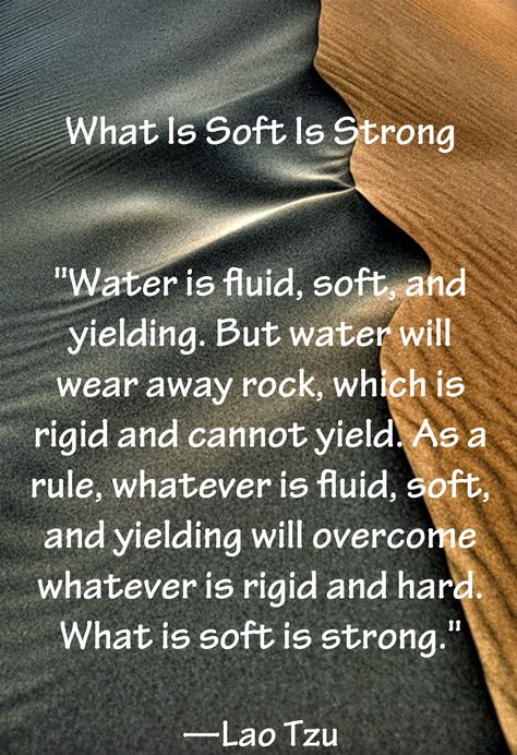 "Whatever is fluid, soft, and yielding will overcome whatever is rigid and hard. What is soft is strong." —Lao Tzu. I know Lao Tzu wasn't a Buddhist, but the Tao Te Ching contains a wealth of practical wisdom that is equally applicable to Buddhist practitioners. In my early days of studying Buddhism, I used to meditate on this quote as a way to cultivate tranquility and patience. Taoism Quotes, Be Like Water, Lao Tzu Quotes, Tao Te Ching, Tai Chi Chuan, Kahlil Gibran, Lao Tzu, A Quote, Great Quotes