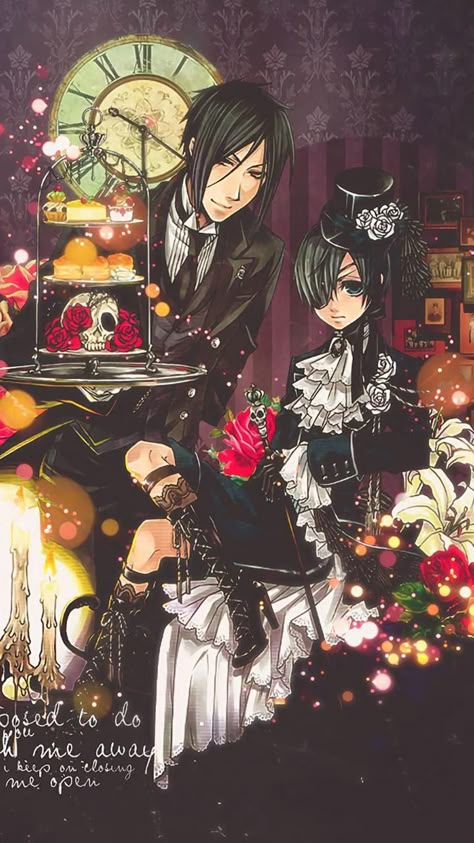 Anime Butler Art, Sebastian Black Butler Wallpaper, Black Butler Wallpaper Aesthetic, Black Butler Poster, Black Butler Official Art, Black Butler Aesthetic, Black Butler Wallpaper, Ciel And Sebastian, Ciel X Sebastian