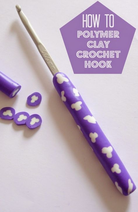 Tutorial: Covering Crochet Hooks with polymer clay #crochet #crafts #diy #polymerlcay #fimo featured on Craftgossip.com Clay Handle Crochet Hooks, Crochet Hook Grips Diy, Cute Crochet Hooks, Clay Crochet Hook, Diy Crochet Hook, Crochet Hook Handles, Diy Fimo, Crochet Handles, Gifts For Yourself