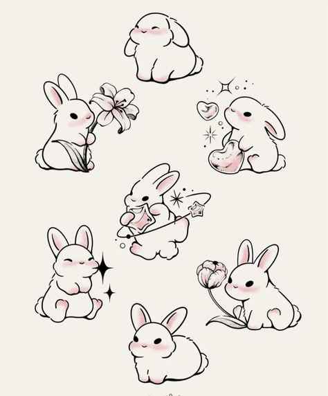 심플한 그림, Doodle Doodle, Ear Tattoo Ideas, Bunny Tattoos, Bunny Drawing, Cute Little Tattoos, Stickers Kawaii, Cute Doodles Drawings, Dessin Adorable