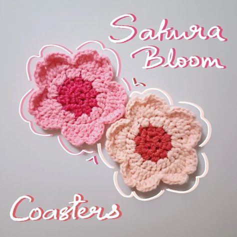 Sakura Bloom Crochet Coasters🌸 Sip in style with these pretty cherry blossom inspired coasters🍵💕 Perfect for springtime!✨🍃 for more details, dm or check the link in my bio💗 . . . . . #SakuraBloom #CherryBlossomCoaster #CrochetCoasters #HandmadeCoasters #SpringDecor #SakuraDecor #CrochetDecor #HomeDecorIdeas #BloomingDecor #CherryBlossomLove #CrochetArt #HandmadeWithLove #CraftyCreations #InstaCrochet #SmallBusinessOwner #SupportSmallBusiness #fyp #explore Sakura Coaster Crochet, Sakura Coaster, Sakura Crochet, Coasters Aesthetic, Knitting 101, Sakura Bloom, Handmade Coasters, Cherry Blossom Flowers, Crochet Coasters