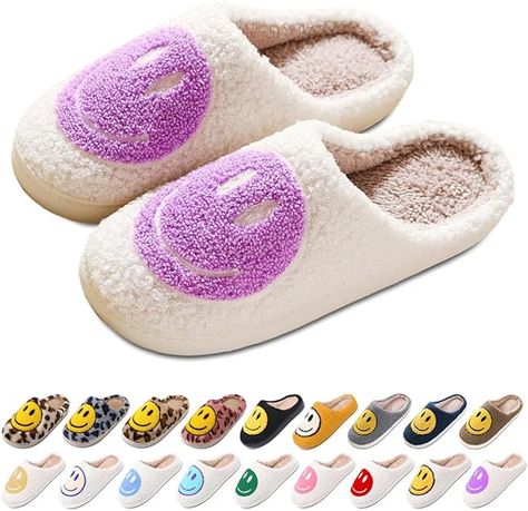 Limited time deal $19.79 (18% Off)(List price: $23.99) AIMINUO Women's Men's Retro Preppy Happy Face Slippers Comfy Warm Plush Slip-On House Slipper for Winter Indoor Soft Cushion Non-slip Fluffy Slides Slippers Preppy Happy Face, Happy Face Slippers, Slippers Comfy, Retro Preppy, Slides Slippers, Cute Slippers, Felted Slippers, Slippers Cozy, Comfy Shoes