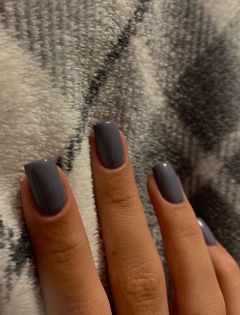 Dark Gray Manicure, Nails For A Grey Dress, Short Square Grey Nails, Short Square Gray Nails, Cute Nail Colors For Winter, Gel Mani Short Nails Natural Winter, Short Dark Grey Nails, Short Nail Colour Ideas, Grey Biab Nails