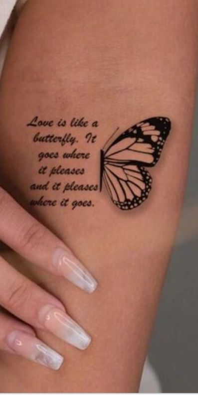 Meaningful Butterfly Tattoo, Butterfly Quote Tattoo, L Tattoo, Butterfly Tattoos For Women, Butterfly Quotes, Infinity Tattoos, Cute Tattoos For Women, Butterfly Tattoo, Cute Tattoos