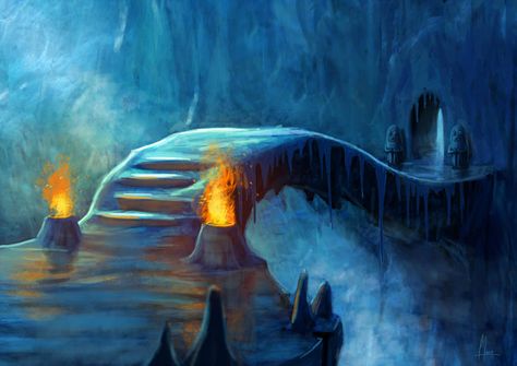 Art For School, Cave Drawing, Server Ideas, Winter Campaign, Ice Caves, Ice Art, Fantasy Concept, Cave House, Ice Cave