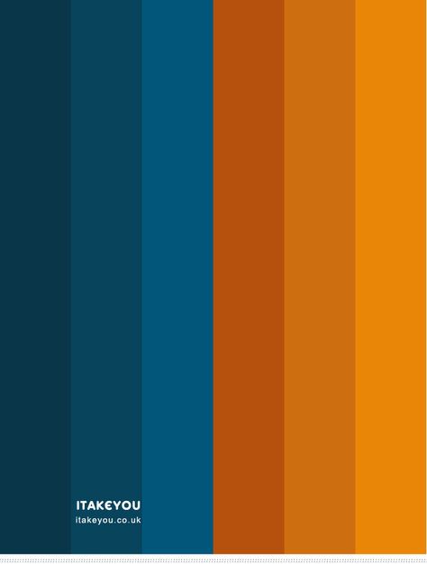 Blue Complementary Color, Blue Pallets, Dark Blue Colour, Orange Color Schemes, Blue Color Combinations, Orange Color Palettes, Living Room Orange, Blue Palette, Blue Colour Palette