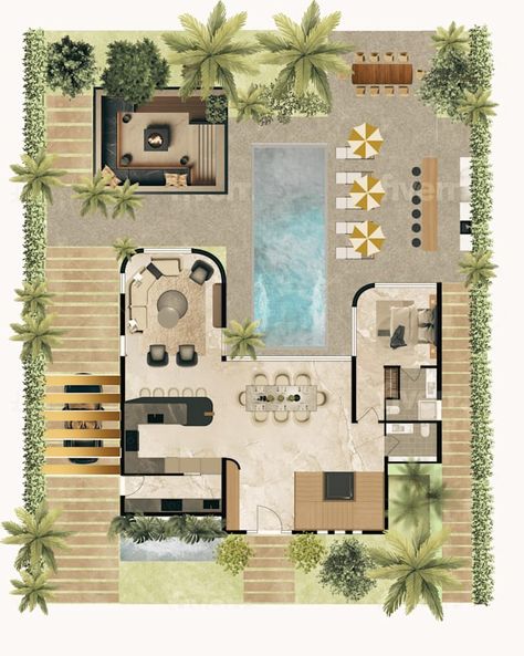 Linhpham392: I will draw a full coloured floor plan more beautiful for $20 on fiverr.com Spa Floor Plan, Park Floor Plan, Luxury House Floor Plans, Tropical Luxury, 2 Storey House, Bedroom Interior Design Luxury, Architecture Sketchbook, Jacuzzi Outdoor, Mediterranean Design