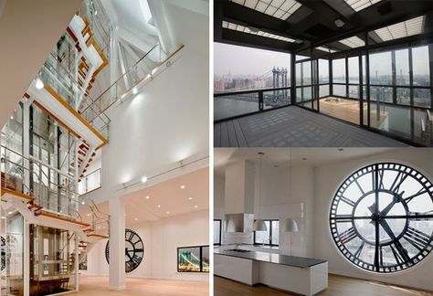 The Clock Towers in DUMBO. Saw this space on Selling New York (@theKLEIERS on @hgtv). Amazing. Clock Window, Tuscany Style Home, City Hall Nyc, Families Aesthetic, Creative Houses, Resort Decor, Lancaster House, Tower Apartment, Tuscany Style