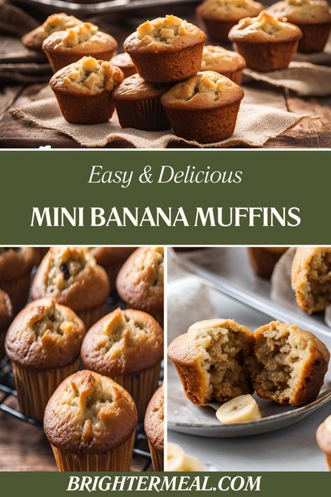 Mini Banana Muffins Mini Banana Bread Muffins, Best Healthy Banana Muffins, Easy Banana Muffin Recipe, Banana Mini Muffins Recipes, Muffin Recipes Banana, Mini Banana Oatmeal Muffins, Kids Banana Muffins, Mini Breakfast Muffins For Kids, Mini Banana Muffins Healthy