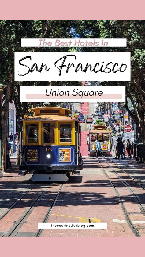 If you're visiting San Francisco, you're probably wanting to stay near Union Square to be close to the action! Good call. What better way to explore this charming city with its Golden Gate Bridge, Lombard Street, and Cali icons? Read the post to find out where to stay near San Francisco's Union Square. #Travel #Cali #SanFrancisco #SF #SanFranciscoUnionSquare San Francisco Union Square, Union Square San Francisco, Theater District, Visit San Francisco, Lombard Street, Colorful Murals, Union Square, Financial District, San Fran